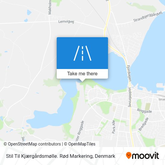 Stil Til Kjærgårdsmølle. Rød Markering map