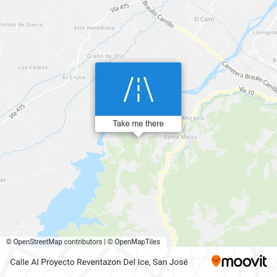 Calle Al Proyecto Reventazon Del Ice map