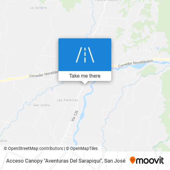 Acceso Canopy "Aventuras Del Sarapiquí" map