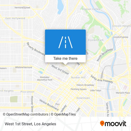 West 1st Street map