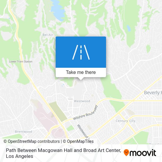 Path Between Macgowan Hall and Broad Art Center map