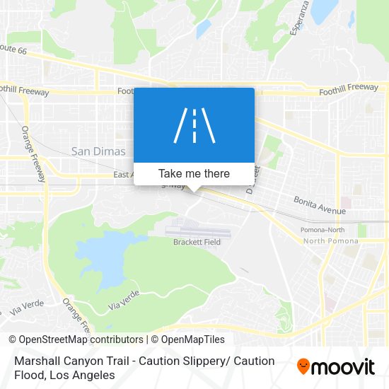 Mapa de Marshall Canyon Trail - Caution Slippery/ Caution Flood