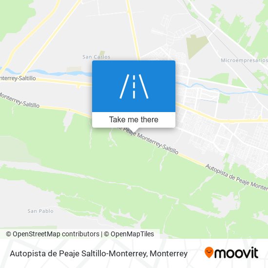 Mapa de Autopista de Peaje Saltillo-Monterrey