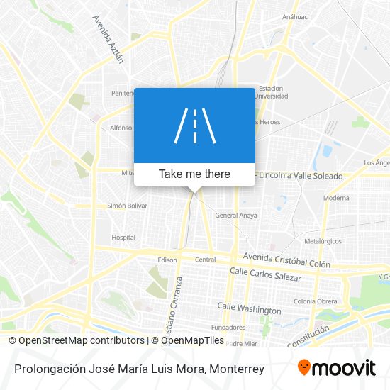 Prolongación José María Luis Mora map