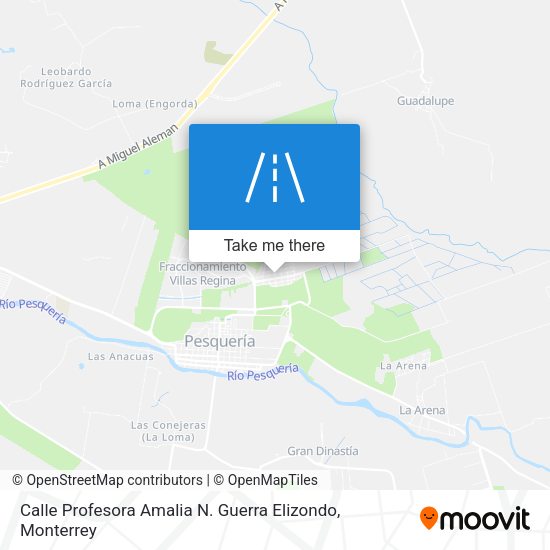 Mapa de Calle Profesora Amalia N. Guerra Elizondo