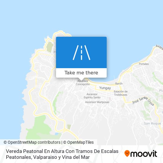 Mapa de Vereda Peatonal En Altura Con Tramos De Escalas Peatonales