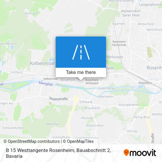 B 15 Westtangente Rosenheim, Bauabschnitt 2 map