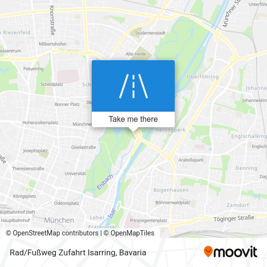 Карта Rad/Fußweg Zufahrt Isarring