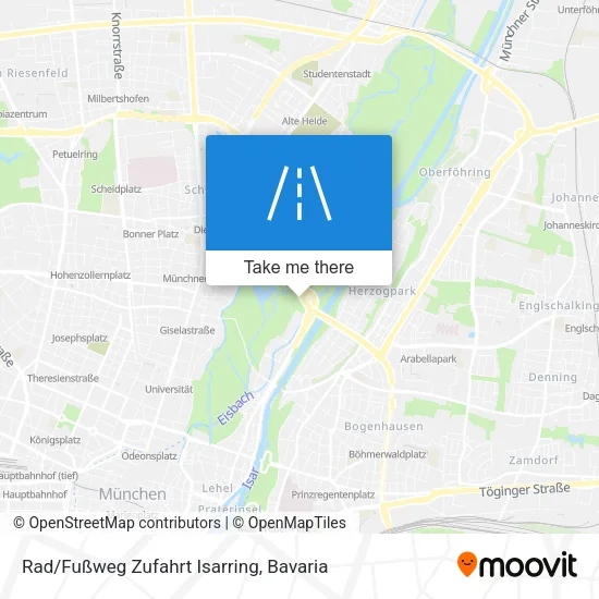 Карта Rad/Fußweg Zufahrt Isarring