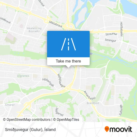 Smiðjuvegur (Gulur) map