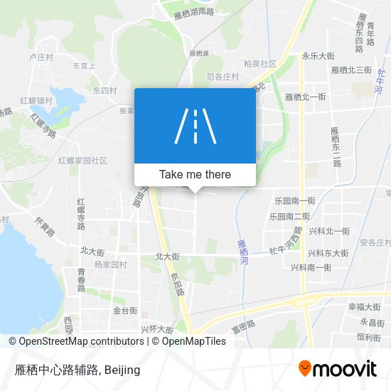 雁栖中心路辅路 map