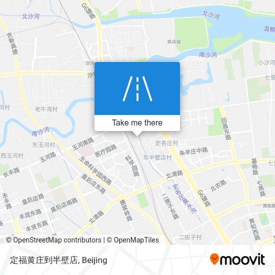 定福黄庄到半壁店 map
