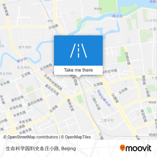 生命科学园到史各庄小路 map