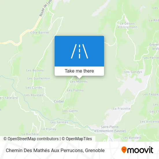 Chemin Des Mathés Aux Perrucons map