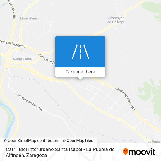 Carril Bici Interurbano Santa Isabel - La Puebla de Alfindén map
