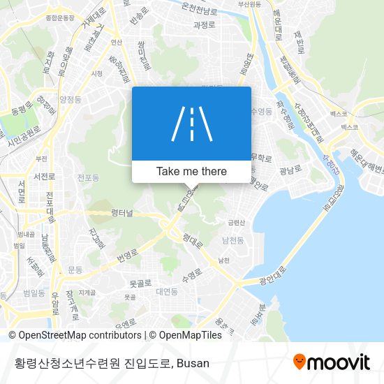 황령산청소년수련원 진입도로 map