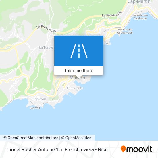 Tunnel Rocher Antoine 1er map