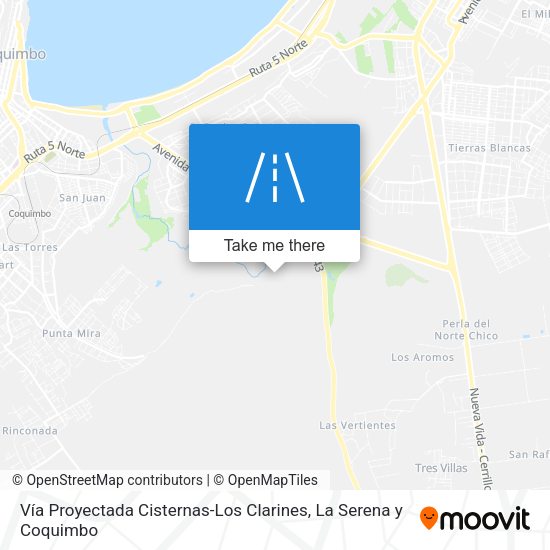 Vía Proyectada Cisternas-Los Clarines map