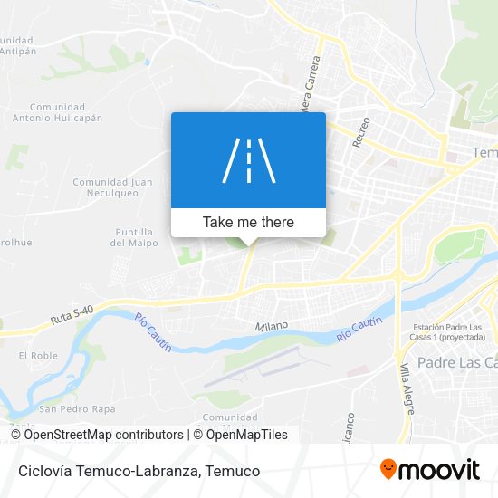 Ciclovía Temuco-Labranza map