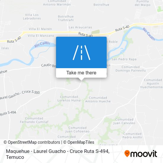 Mapa de Maquehue - Laurel Guacho - Cruce Ruta S-494