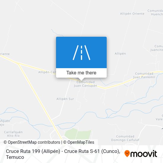 Cruce Ruta 199 (Allipén) - Cruce Ruta S-61 (Cunco) map