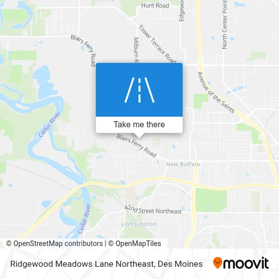 Ridgewood Meadows Lane Northeast map