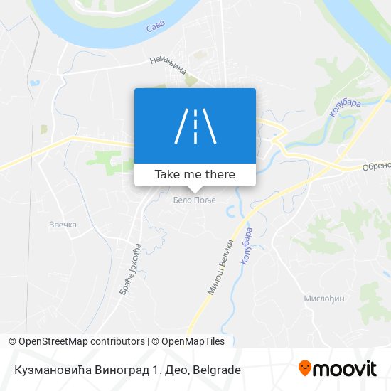 Кузмановића Виноград 1. Део map