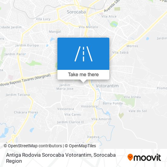 Mapa Antiga Rodovia Sorocaba Votorantim