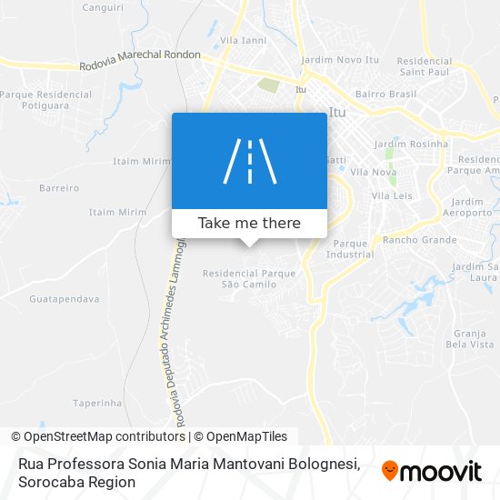 Mapa Rua Professora Sonia Maria Mantovani Bolognesi