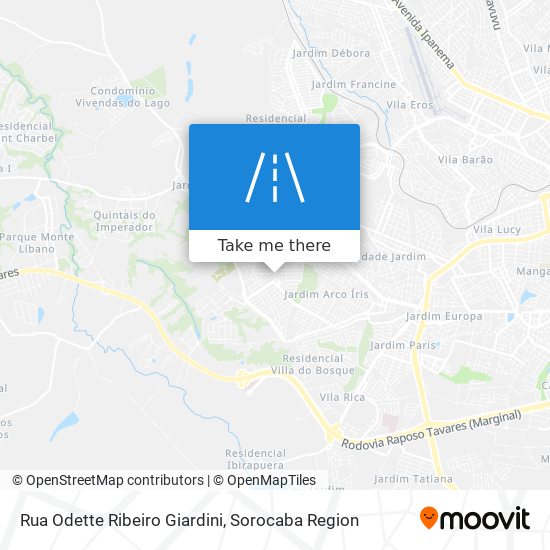 Mapa Rua Odette Ribeiro Giardini