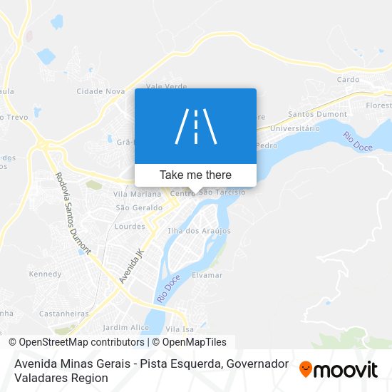 Avenida Minas Gerais - Pista Esquerda map