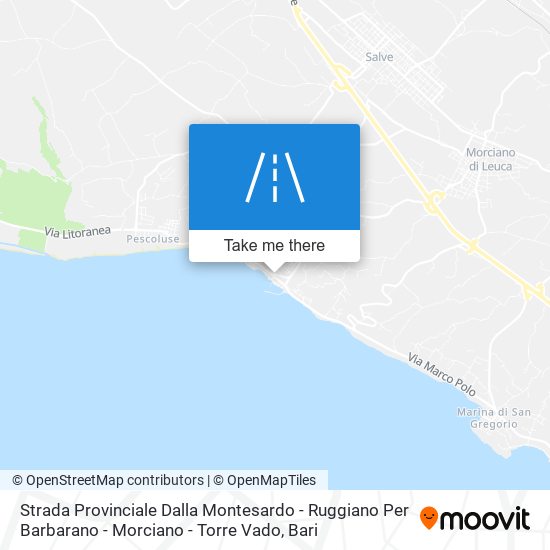 Strada Provinciale Dalla Montesardo - Ruggiano Per Barbarano - Morciano - Torre Vado map