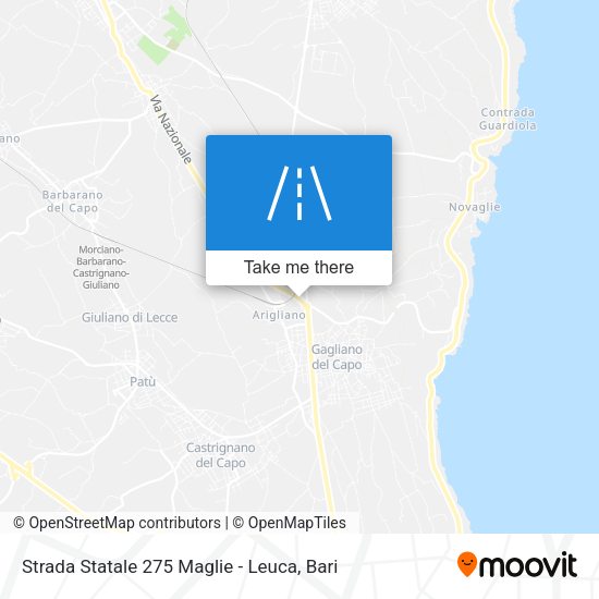Strada Statale 275 Maglie - Leuca map