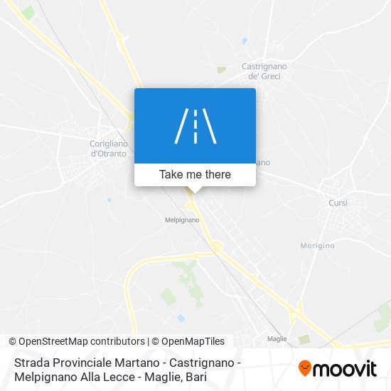 Strada Provinciale Martano - Castrignano - Melpignano Alla Lecce - Maglie map