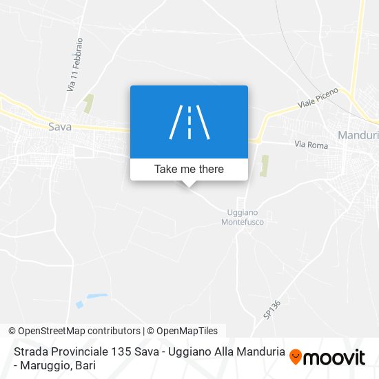 Strada Provinciale 135 Sava - Uggiano Alla Manduria - Maruggio map