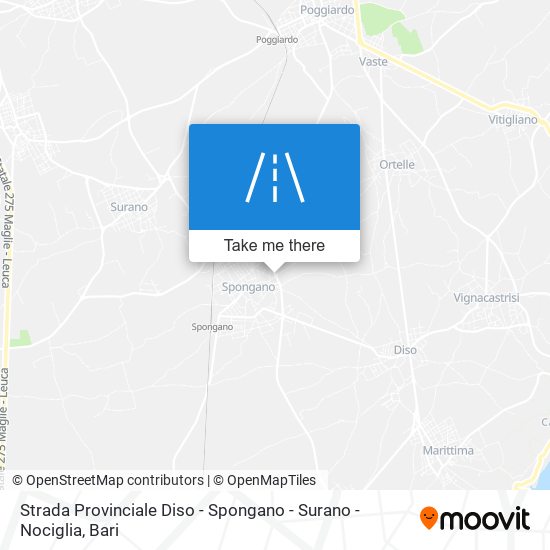 Strada Provinciale Diso - Spongano - Surano - Nociglia map
