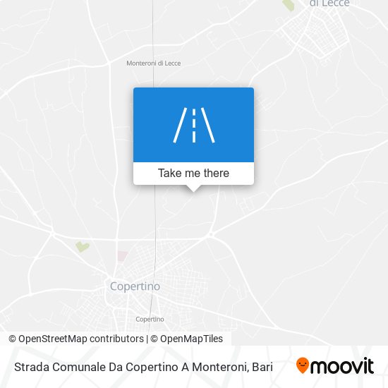 Strada Comunale Da Copertino A Monteroni map