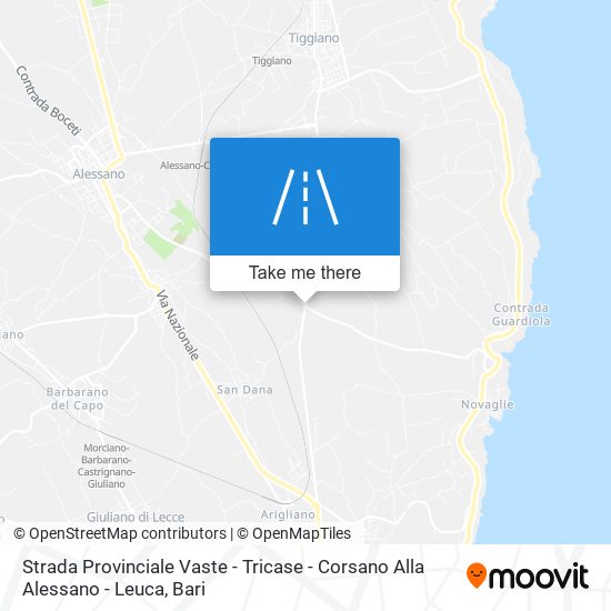 Strada Provinciale Vaste - Tricase - Corsano Alla Alessano - Leuca map