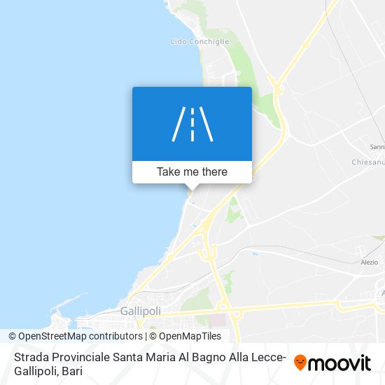 Strada Provinciale Santa Maria Al Bagno Alla Lecce-Gallipoli map