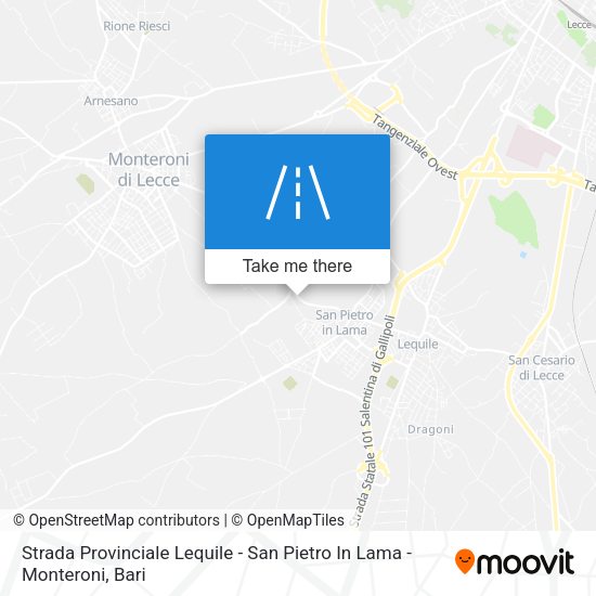 Strada Provinciale Lequile - San Pietro In Lama - Monteroni map