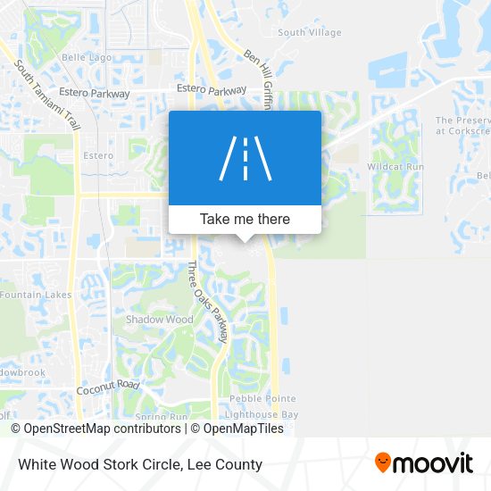 White Wood Stork Circle map