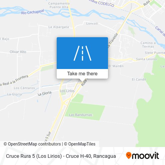 Cruce Rura 5 (Los Lirios) - Cruce H-40 map