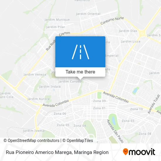 Rua Pioneiro Americo Marega map