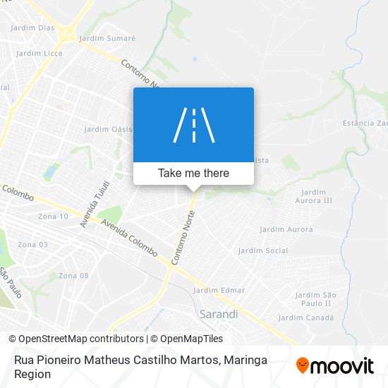 Mapa Rua Pioneiro Matheus Castilho Martos