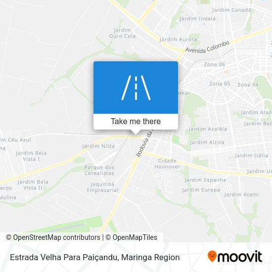 Estrada Velha Para Paiçandu map