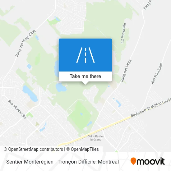 Sentier Montérégien - Tronçon Difficile map