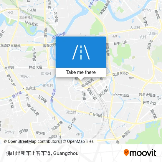 佛山出租车上客车道 map