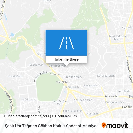 Şehit Üst Teğmen Gökhan Korkut Caddesi map