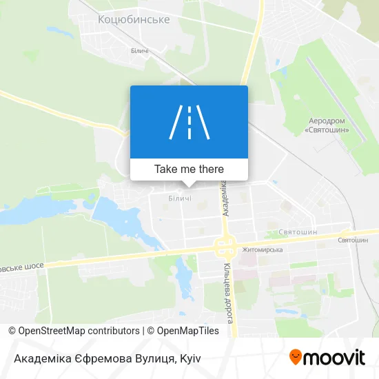 Карта Академіка Єфремова Вулиця