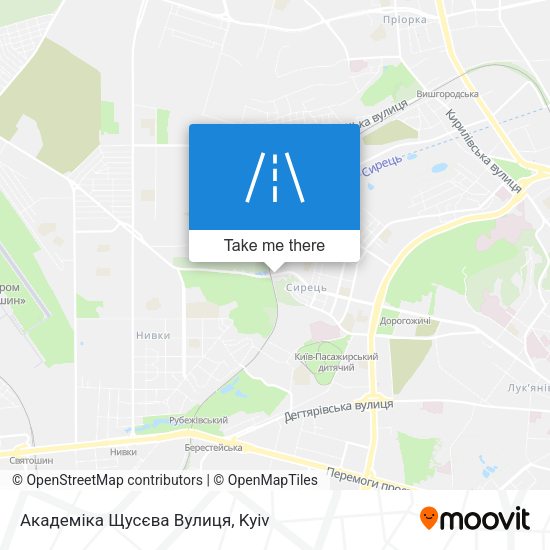 Академіка Щусєва Вулиця map